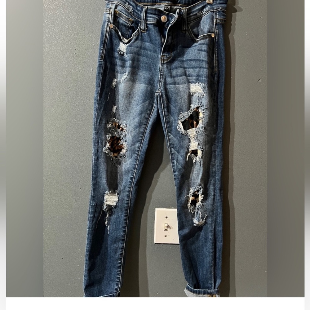 Judy blue animal print skinny jeans